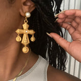 MAKEDA LARGE CROSS EARRINGS